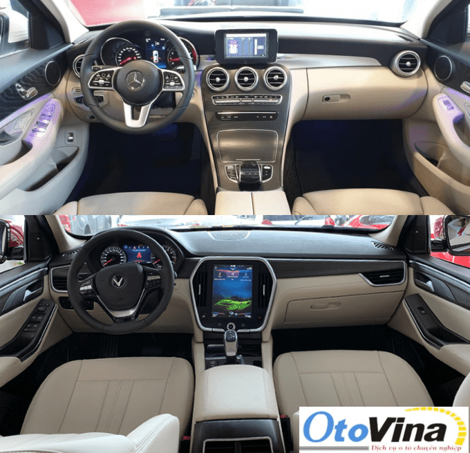 Nội thất của Mercedes C200 và VinFast Lux A2.0