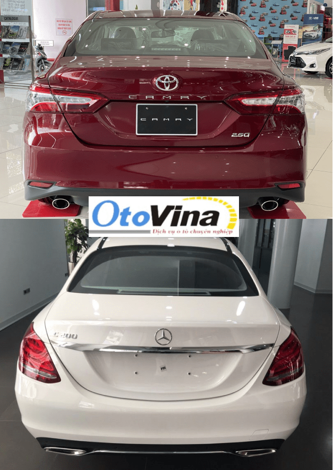 Phần đuôi xe của cả Mercedes C200 và Toyota Camry 2.5Q đều mang những nét đặc sắc, nổi bật riêng