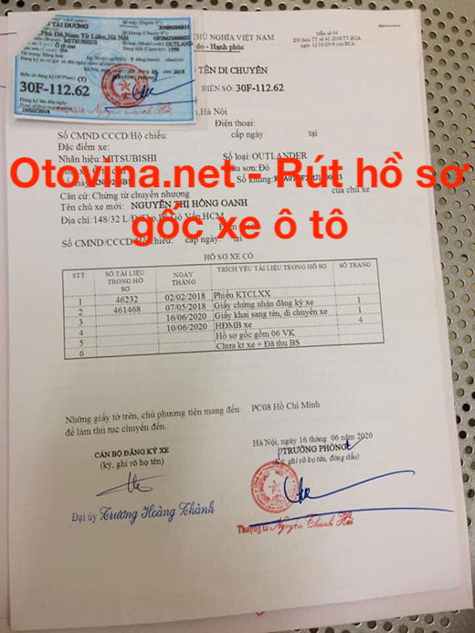 Otovina.vn - Dịch vụ rút hồ sơ gốc xe ô tô